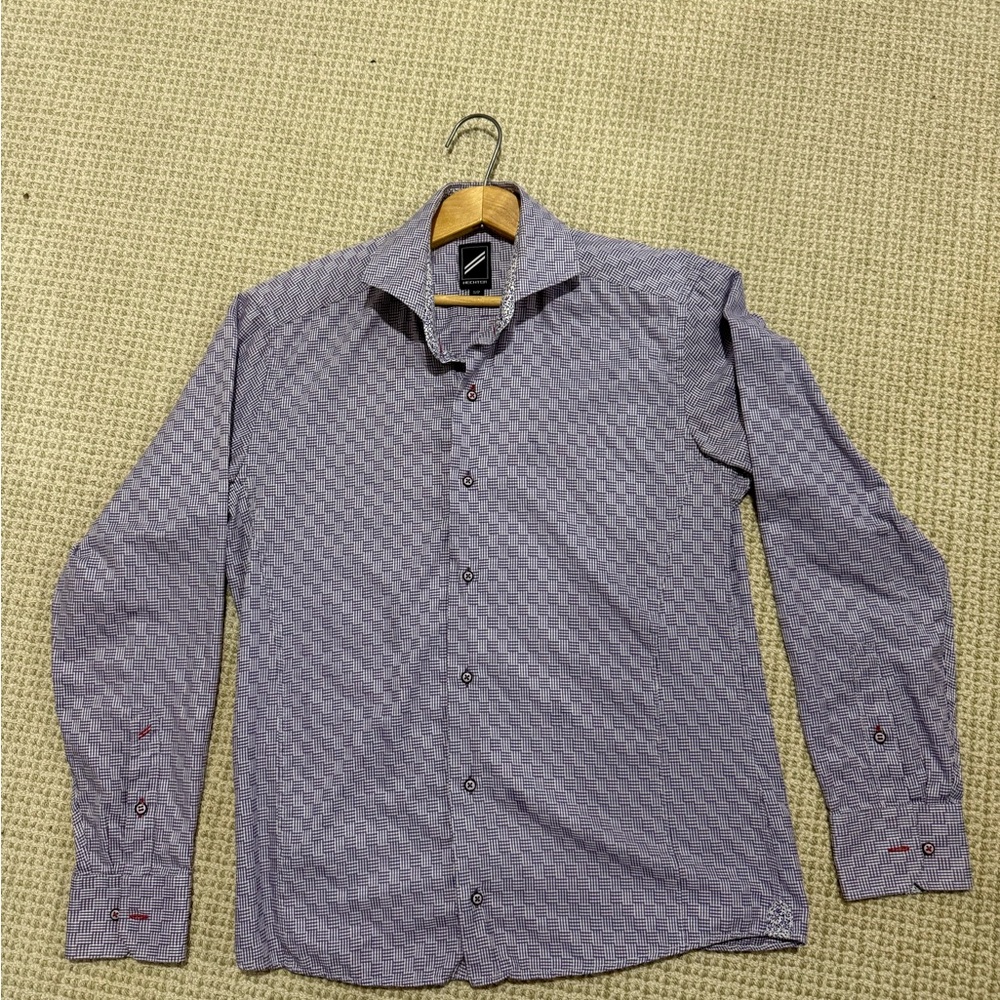 Daniel Hechter Men's Purple Checkered Button Down Shirt
